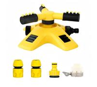 Arroseurs pour pelouse - Arroseur de jardin rotatif à 360° | Arroseur de jardin oscillant à 3 bras avec fixation de tuyau | Système d'arrosage automatique pour gazon (jaune, 1 pièce)