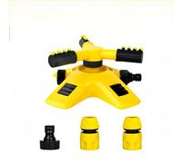 Arroseurs pour pelouse - Arroseur de jardin rotatif automatique à 360° | Arroseur de jardin oscillant à 3 bras avec fixation de tuyau | Système d'arrosage automatique pour gazon (jaune, 1,3 cm, lot B)