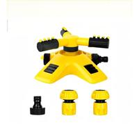 Arroseurs pour pelouse - Arroseur de jardin rotatif automatique à 360 ° | Arroseur de jardin oscillant à 3 bras avec fixation de tuyau | Système d'arrosage automatique pour gazon (jaune, 2 cm, lot B)
