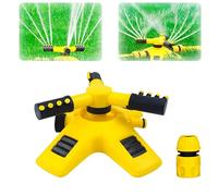 Arroseurs pour pelouse, arroseur d'eau de pelouse rotatif à 360 ° avec 3 bras réglables, arroseur d'eau automatique multifonction pour grandes surfaces de pelouse, arroser les plantes, fleurs, légumes