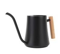 Arrosoir 1 L pour Plantes d'intérieur, arrosoir en Acier Inoxydable avec Long Bec et Manche en Bois pour Maison, bonsaï, Jardin, Fleur décorative (Noir Mat)