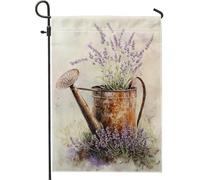 Arrosoir à la lavande, drapeau de jardin rustique violet lavande décoration d'intérieur double face, décoration saisonnière de pelouse extérieure pour printemps et été, 30,5 x 45,7 cm