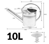 BAUSTER® Arrosoir de jardin en zinc galvanisé de 10 l - Pour l'intérieur et l'extérieur - Arrosoir ovale en métal - Pour arroser les fleurs - Avec douchette d'arrosage - Arrosage du jardin