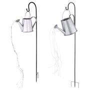 Arrosoir cascade solaire LED Décoration jardin extérieur Arrosoir avec guirlande lumineuse extérieur avec support, LED scintillantes, 80x LED blanc neutre H 130 cm silber- Gießkanne H 112 cm