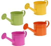 Arrosoir déco multicolore en set de 8 Mix, pot de fleurs en métal Ø7,5cm H7,5cm - déco de printemps/de Pâques