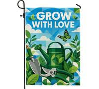 Arrosoir Drapeau de jardin, nature, papillon, outils de jardinage, vert printemps, double face, drapeaux extérieurs décoratifs pour extérieur, terrasse, pelouse, porche, entrée, camping, 30,5 x 45,7