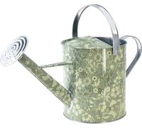 Arrosoir en métal Vintage Look Vert Argenté avec motif floral - Arrosoir décoratif Ø18cm