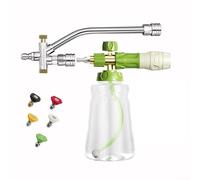 Arrosoir en mousse portable de 1000 ml avec double connecteur et valve de navette bidirectionnelle, compatible avec les nettoyeurs haute pression et les pistolets à mousse pour le nettoyage de voiture