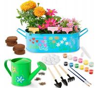 Arrosoir et bac à fleurs Diy pour enfants Set de peinture Set de plantation de fleurs en métal
