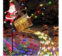 Arrosoir Lumineux Solaire Extérieur avec Père Noël - Décoration Noël Effet Fontaine Lumineuse,Guirlande LED Colorée Étanche Jardin