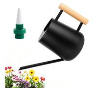 Arrosoir Plante Interieur, 1L Arrosoir en Acier Inoxydable, Arrosoir Jardin avec Long Bec et Poignée en Bois, Petit Arrosoir pour Plantes d'intérieur Extérieur