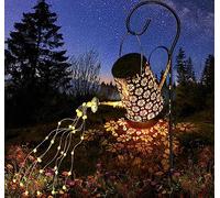 Arrosoir solaire à LED pour extérieur - Lampe solaire d'extérieur - Guirlande lumineuse pour extérieur - Jardin Fairy - Décoration de jardin - Étanche IP65 - En métal - Vintage - Avec support