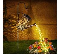 Arrosoir Solaire de Jardin,90 arrosoir LED Solaire avec Cascade en métal Étanche Décoration de Jardin Arrosoir Solaire pour l'extérieur de la pelouse, la terrasse