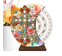 Arrovarp Calendrier perpétuel en bois | Kit d'art 3D fait à la main avec strass - Décoration de la maison, support de bureau pour école, appartement, dortoir, hôtel, étagère de salle de classe
