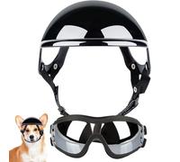 Arrovarp Casque Et Lunettes pour Chien, Soleil Chien Protège Tête Réglable | Casque Réglable avec Protection des Yeux | Soleil Portables Et Respirantes pour Bloquer La Lumière du Soleil