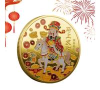 Arrovarp Pièce souvenir - Pièce souvenir de l'année chinoise du cheval - Outil à gratter compact pour hommes, amis, garçons, filles, adolescents, épouse, famille, fille, fils, jeune, mari, célébration