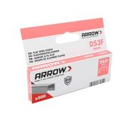 Arrow Agrafes en fil plat D53F 6mm V2A, 500 agrafes en acier inoxydable, résistantes à la rouille, pour agrafeuses manuelles, électriques et sans fil, idéales pour une utilisation en extérieur