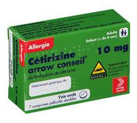 Arrow Conseil Cétirizine 10mg Comprimés Pelliculés Sécables 7