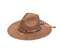Arrow Crown Chapeau en daim, chapeau haut de gamme à bord plat, chapeau de style jazz d'hiver, chapeau structuré pour homme, café, M