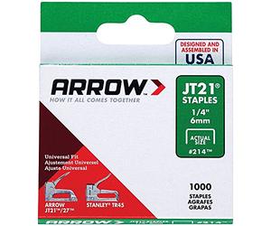 Arrow Fastener 214 Lot de 12 agrafes légères 1/4" JT21, 1 000 agrafes par paquet