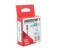 Arrow Rivets aveugles RA Ø4x6 mm 100 pièces, rivets pop en aluminium, idéaux pour la fixation de métaux non ferreux, plastique, cuir et tissus