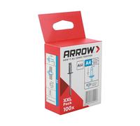 Arrow Rivets aveugles RA Ø4x8 mm 100 pièces, rivets pop en aluminium idéaux pour la fixation de métaux non ferreux, de plastique, de cuir et de tissus