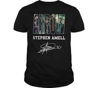 Arrow Stephen Amell with Signature Mens T-Shirt Cotton Unisex Black Tee Tops XL