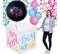 Arrowbash Kit de boîte cadeau géante pour anniversaire de 50,8 cm avec autocollant, ballon macaron avec ruban pour révélation du sexe, fête prénatale, anniversaire, réunions de famille (ballon de 91,4