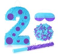 Arrowbash Piñata monstre numéro deux avec bâton pour les yeux bandés - Piñata sur le thème des monstres - 40,6 x 27,9 x 7,6 cm - Décoration à suspendre pour 2e anniversaire