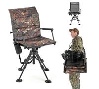 ARROWHEAD OUTDOOR Fauteuil de chasse pivotant à 360° large pliable avec coussin de siège amovible camouflage, accoudoir, pieds sans évier, bandoulière, chaise en maille, hauteur réglable