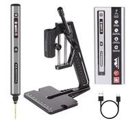 ARROWMAX Mini perceuse électrique à 5 vitesses avec presse d'établi, 10 petits embouts avec boîte en aluminium, lumières LED, écran OLED, ensemble de forets en résine pour la fabrication de bijoux