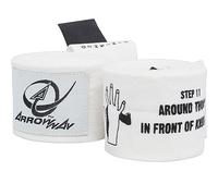 ArrowWay Bandes de Boxe et MMA avec Instructions Imprimées - 360 cm Meister Élastique - Blanc
