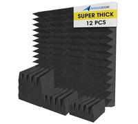 Arrowzoom 12 Panneaux en Mousse Acoustique en Polyuréthane en Forme de Coin 25 x 25 x 10 cm Correction Sonore Anti-Bruit Ignifuge Retardateur de Flamme Absorbant Acoustique pour Studio 1472 Noir