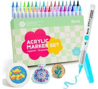 Arrtx 36 Feutres Acryliques, Stylos De Peinture Acrylique Pour Pierre, Stylo Acrylique,Capacité D'encre 4 G, Marqueur De Peinture Étanche, Fournitures D'art Pour Verre, Oeuf, Bois, Loisirs Créatifs