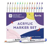 Arrtx Lot de 30 Marqueurs Acryliques à Pointe Pinceau - Pour Peinture sur Pierre, Bois, Céramique, Verre, Toile, Métal et DIY - Idéal Cadeau Noël