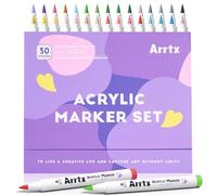 Arrtx Lot de 30A Marqueurs Acryliques à Pointe Pinceau - Peinture Multi-Surfaces pour Pierre, Bois, Céramique, Verre, Toile, Métal, Plastique - Idéal Projets Créatifs et Cadeaux