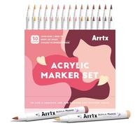 Arrtx Marqueurs Acrylique 30 Couleurs - Marqueurs Peinture Acrylique à Pointe Pinceau Eau-Based - Pour Pierre, Roche, Verre, Plastique, Bois, Carnet de Croquis - Idéal Artiste, Dessin, Craft