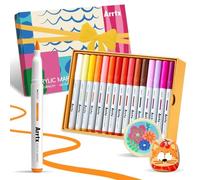Arrtx Marqueurs acryliques à grande capacité, 30 couleurs, stylos de couleur à pointe de pinceau avec encre liquide directe, accessoires d'art à séchage rapide pour la peinture sur pierre, la