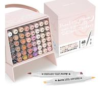 Arrtx Oros Lot de 48 marqueurs à alcool avec pointe pinceau et biseautée pour artistes adultes, dessin, peinture, croquis, illustrations
