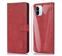 ARRYNN Coque pour Xiaomi Redmi A2/A1 4G - Étui de Protection Porte-Cartes Portefeuille Multi-Usage Magnétique - Rouge