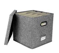 ARSBORUI Boîte de Rangement pour Disques Vinyles de 12" avec Couvercles & Poignées, Compatible avec 50 Disques, Sac de Rangement pour Disque Vinyles, Organisateur De Disques Vinyles Empilable (Gris)