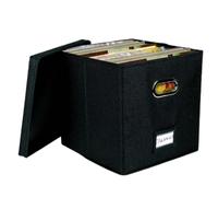 ARSBORUI Boîte de Rangement pour Disques Vinyls 12" avec Couvercles & Poignées - Compatible 50 Disques - Organisateur Empilable (Noir)