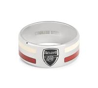 Arsenal Bague en acier inoxydable 2 couleurs à rayures Taille S Homme Unisexe Cadeau de football
