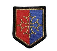 Arsenal Collection - Occitanie - Façon Blason - Tissu brodé - Scratch - Collection Région - 1 pièce - Rectangulaire - Patch décoratif en tissu - Emblem - 8cm x 6.5cm