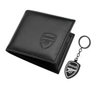 Arsenal F.C. Ensemble d'accessoires de portefeuille pour fans de sport avec emplacements pour cartes et poche pour pièces de monnaie, équipement de supporter, cadeaux de football pour homme, Noir ,