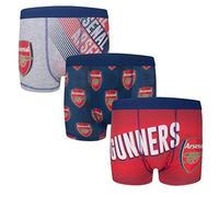 Arsenal FC Officiel - 3 Boxers thème Football - avec Blason - garçon - Rouge/Bleu Marine/Gris - 11-12 Ans