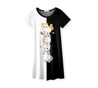 Arshiner Chemise de Nuit pour Filles Pyjama à Manches Courtes pour Enfants Chat Licorne Col Rond Vêtements de Nuit 4-12 Ans