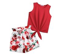 Arshiner Filles Débardeurs avec Short Set Enfants Ensembles de vêtements d'été Mode décontractée T-shirts sans manches Ensembles Vêtements pour Fille 11-12 ans