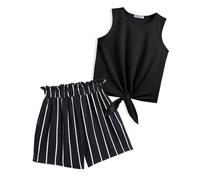 Arshiner Filles Débardeurs avec Short Set Enfants Ensembles de vêtements d'été Mode décontractée T-shirts sans manches Ensembles Vêtements pour Fille 8-9 ans