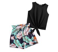 Arshiner Filles Débardeurs avec Short Set Enfants Ensembles de vêtements d'été Mode décontractée T-shirts sans manches Ensembles Vêtements pour Fille 6-7 ans